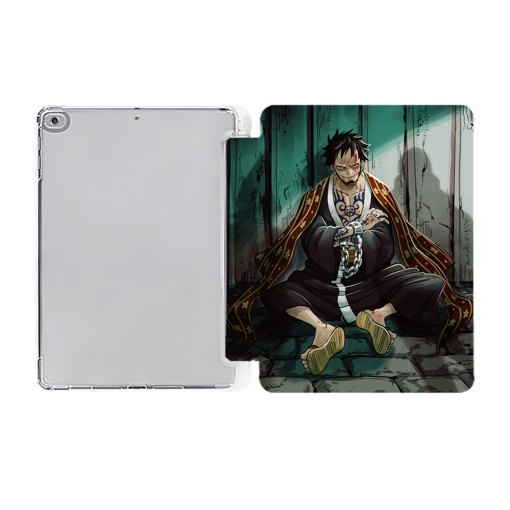 ワンピース ONE PIECE IPad ケース ペン収納付き 三つ折りスタンド PUレザー×シリコン 対応機種9.5/10.5/10.9インチ